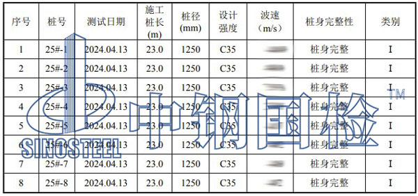 低應(yīng)變測(cè)試結(jié)果匯總表